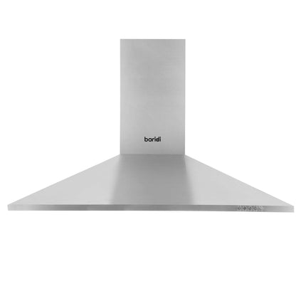 Baridi 90cm Chimney Style Cooker Hood with Carbon Filters & Matching Splashback, Stainless Steel - DH211