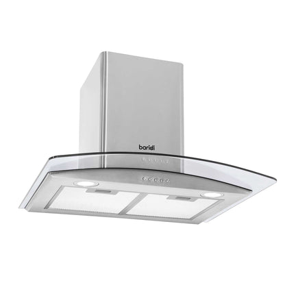 Baridi 4 Zone Ceramic Hob, 5 Function Fan-Assisted Oven & Curved Glass Cooker Hood Bundle - DH187