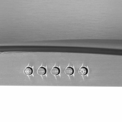 Baridi 60cm Curved Glass Cooker Hood with Carbon Filters, LED Lights, Stainless Steel - DH128