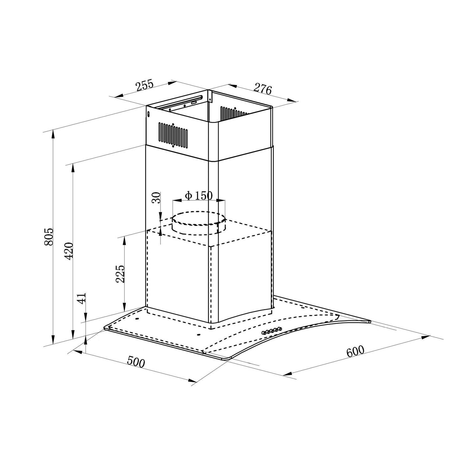 Baridi 4 Zone Ceramic Hob, 5 Function Fan-Assisted Oven & Curved Glass Cooker Hood Bundle - DH187
