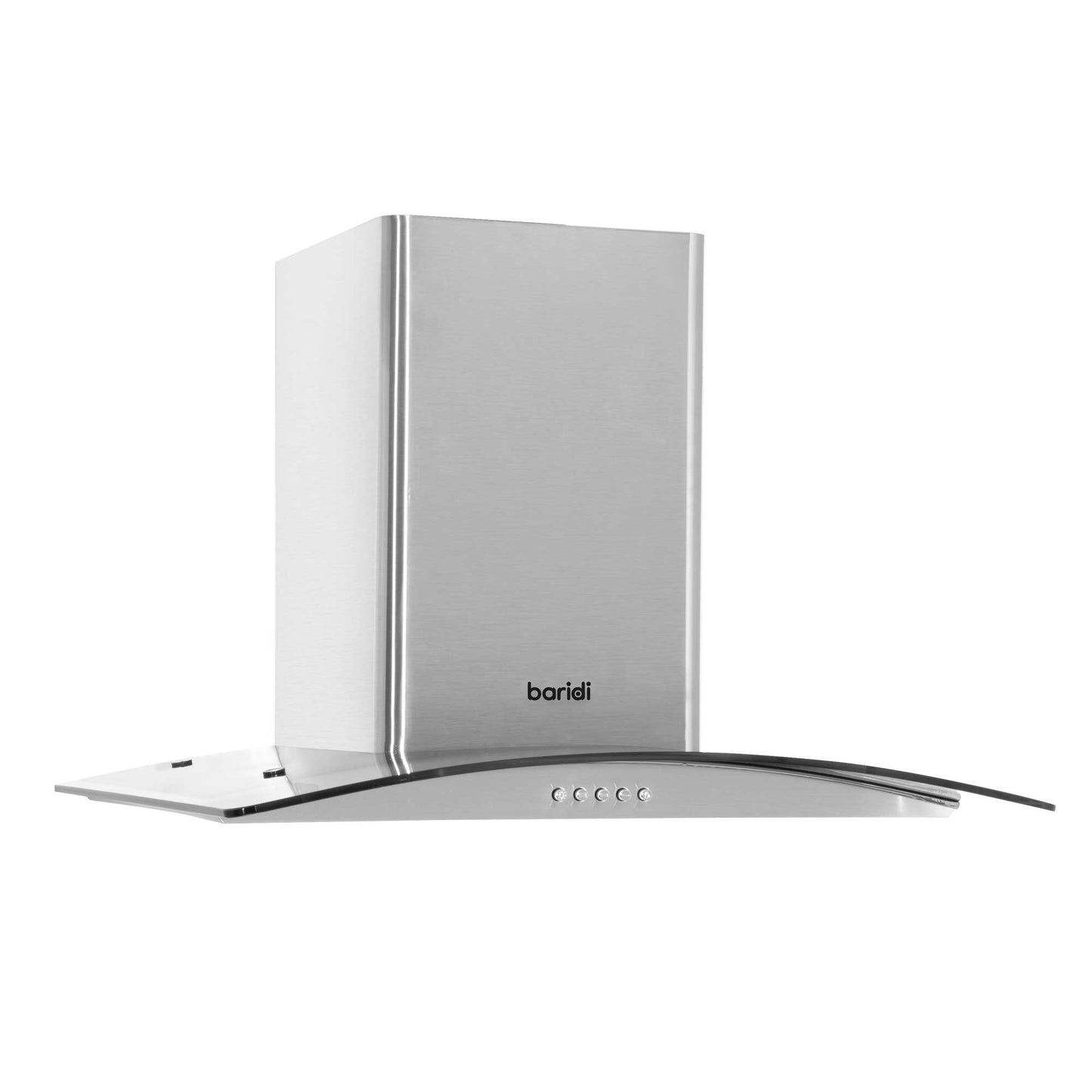 Baridi 60cm Curved Glass Cooker Hood with Carbon Filters, LED Lights & Splashback, Stainless Steel - DH208