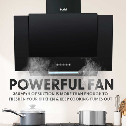 Baridi 4 Zone Ceramic Hob, 5 Function Fan-Assisted Oven & Angled Cooker Hood Bundle - DH186