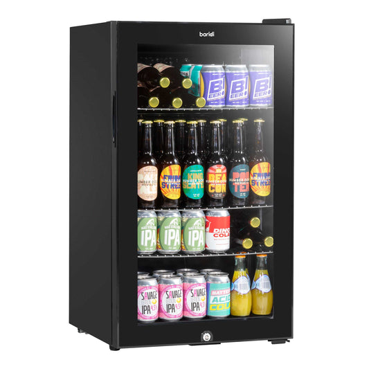 Baridi 85L Under Counter Drinks/Beer & Wine Cooler Fridge with Light - Black - DH13