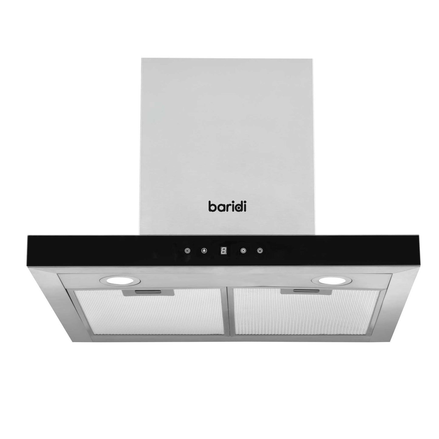 Baridi 60cm T-Shape Chimney Cooker Hood with Carbon Filters, Stainless Steel - DH130