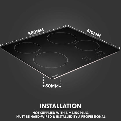 Baridi 4 Zone Ceramic Hob, 5 Function Fan-Assisted Oven & Angled Cooker Hood Bundle - DH186