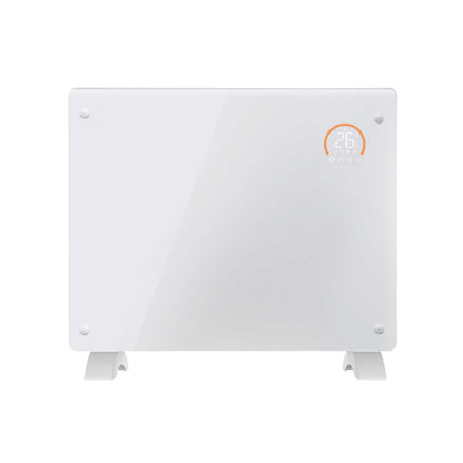 Baridi Electric Glass Panel Heater, 1000W, 24/7 Timer, Wi-Fi Enabled, Remote Control, White - DH136