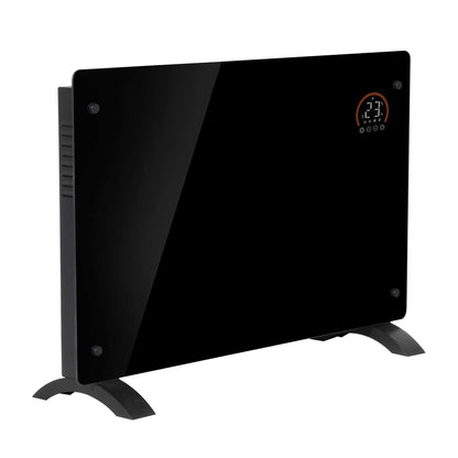 Baridi Electric Glass Panel Heater, 2000W, 24/7 Timer, Wi-Fi Enabled, Remote Control, Black - DH139