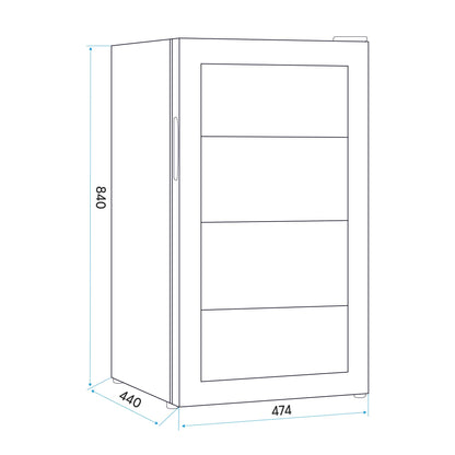 Baridi 85L Under Counter Drinks/Beer & Wine Cooler Fridge with Light - Black - DH13