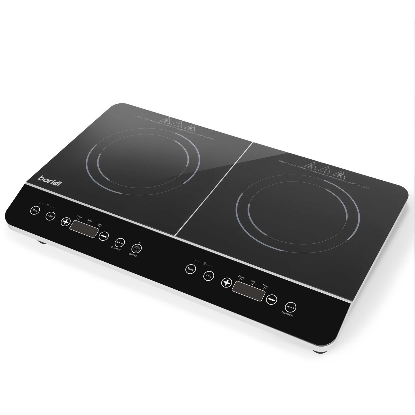 Baridi Portable Induction Hob: Two Zone, 2800W, 10 Power Settings, Timer Function, Black - DH146