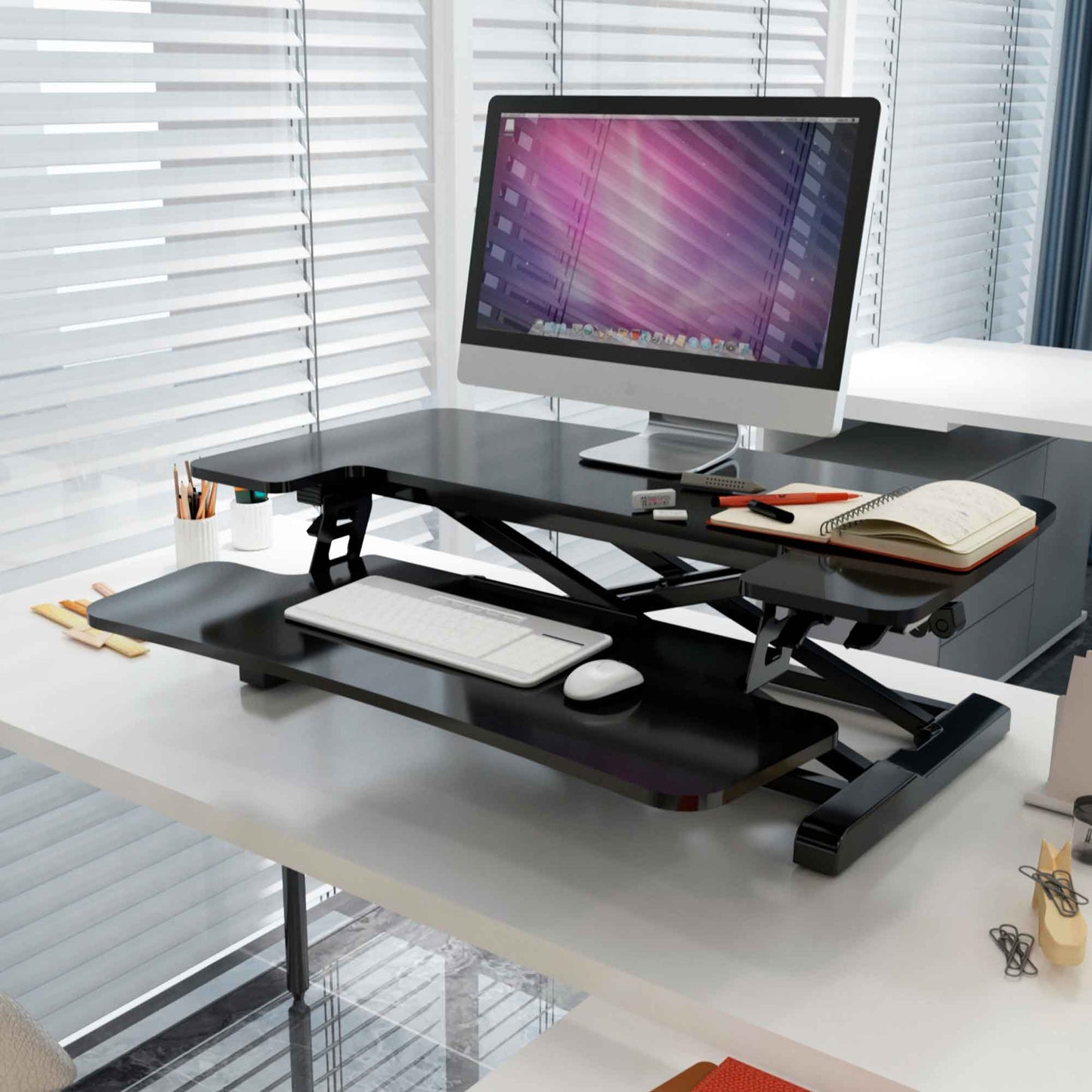71cm Height Adjustable Standing Desk Converter Riser, 50cm Max Height, 15kg Capacity - DH14