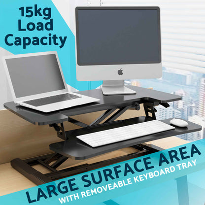 71cm Height Adjustable Standing Desk Converter Riser, 50cm Max Height, 15kg Capacity - DH14