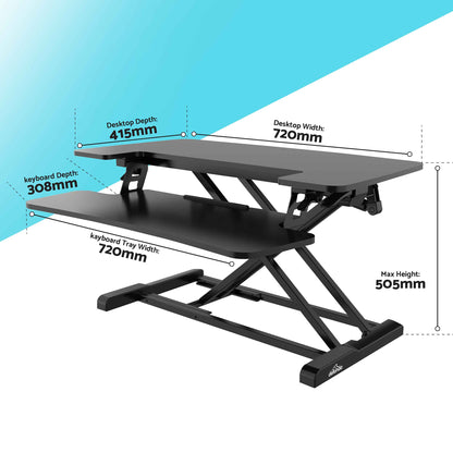 71cm Height Adjustable Standing Desk Converter Riser, 50cm Max Height, 15kg Capacity - DH14