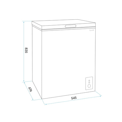 Baridi Freestanding Chest Freezer, 99L, Garage and Outbuilding Safe, Adj. Thermostat, Black - DH153