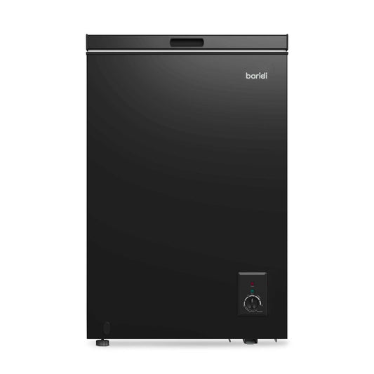 Baridi Freestanding Chest Freezer, 99L, Garage and Outbuilding Safe, Adj. Thermostat, Black - DH153