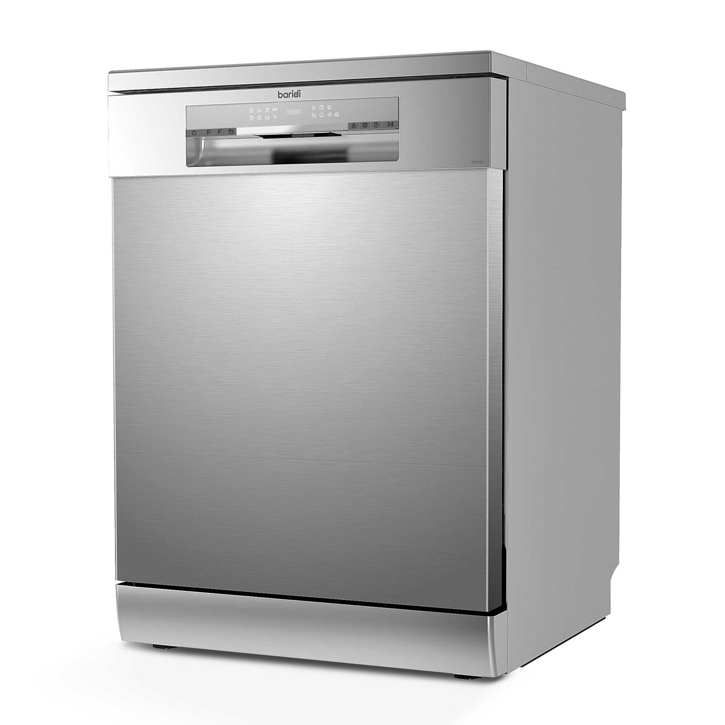 Baridi 60cm Freestanding Dishwasher, 14 Place Settings, 8 Programs, LED Display, Silver - DH167