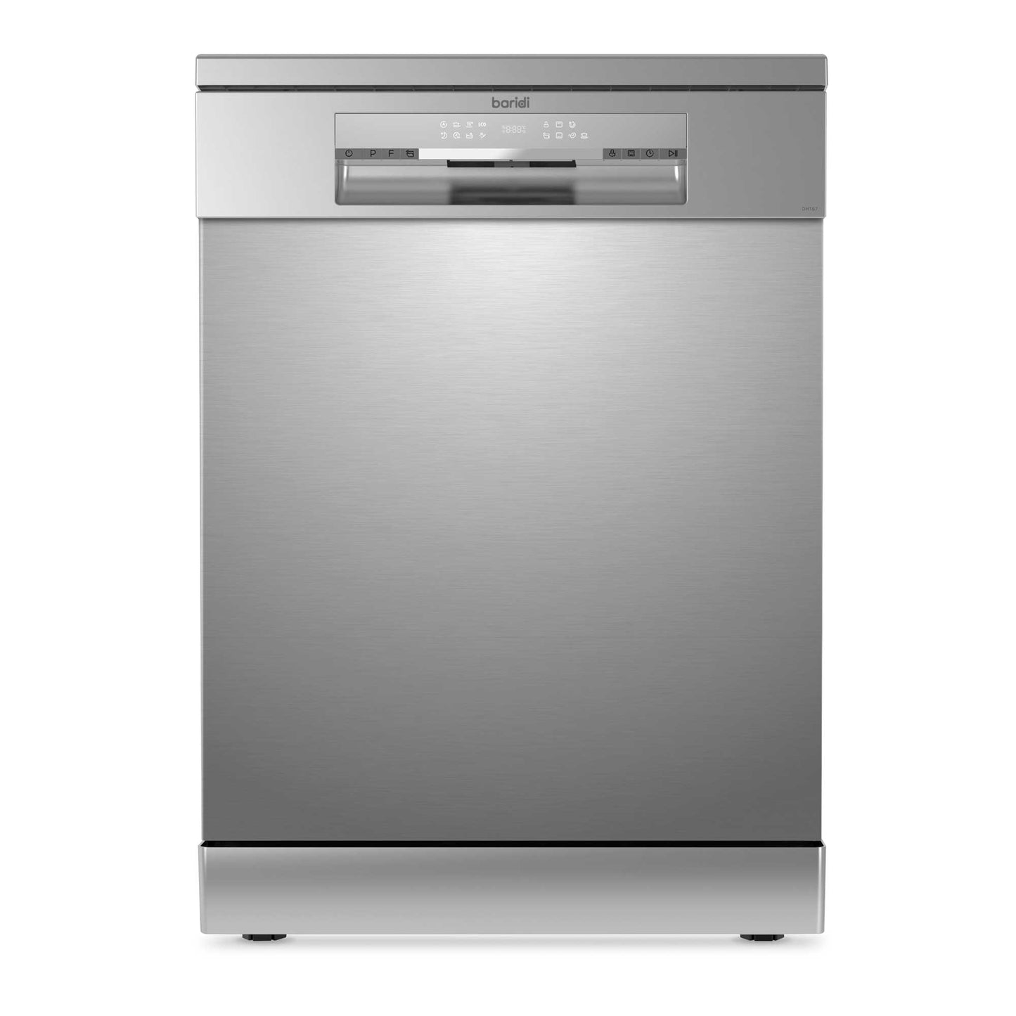 Baridi 60cm Freestanding Dishwasher, 14 Place Settings, 8 Programs, LED Display, Silver - DH167