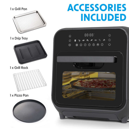 Baridi Steam Air Fryer Oven Combi, Self-Cleaning, 8 Preset Functions, 1635W, 15L, Black - DH171