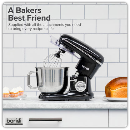 Baridi Stand Mixer, 6L Capacity, Supplied with 3 Accessories, Black - DH173