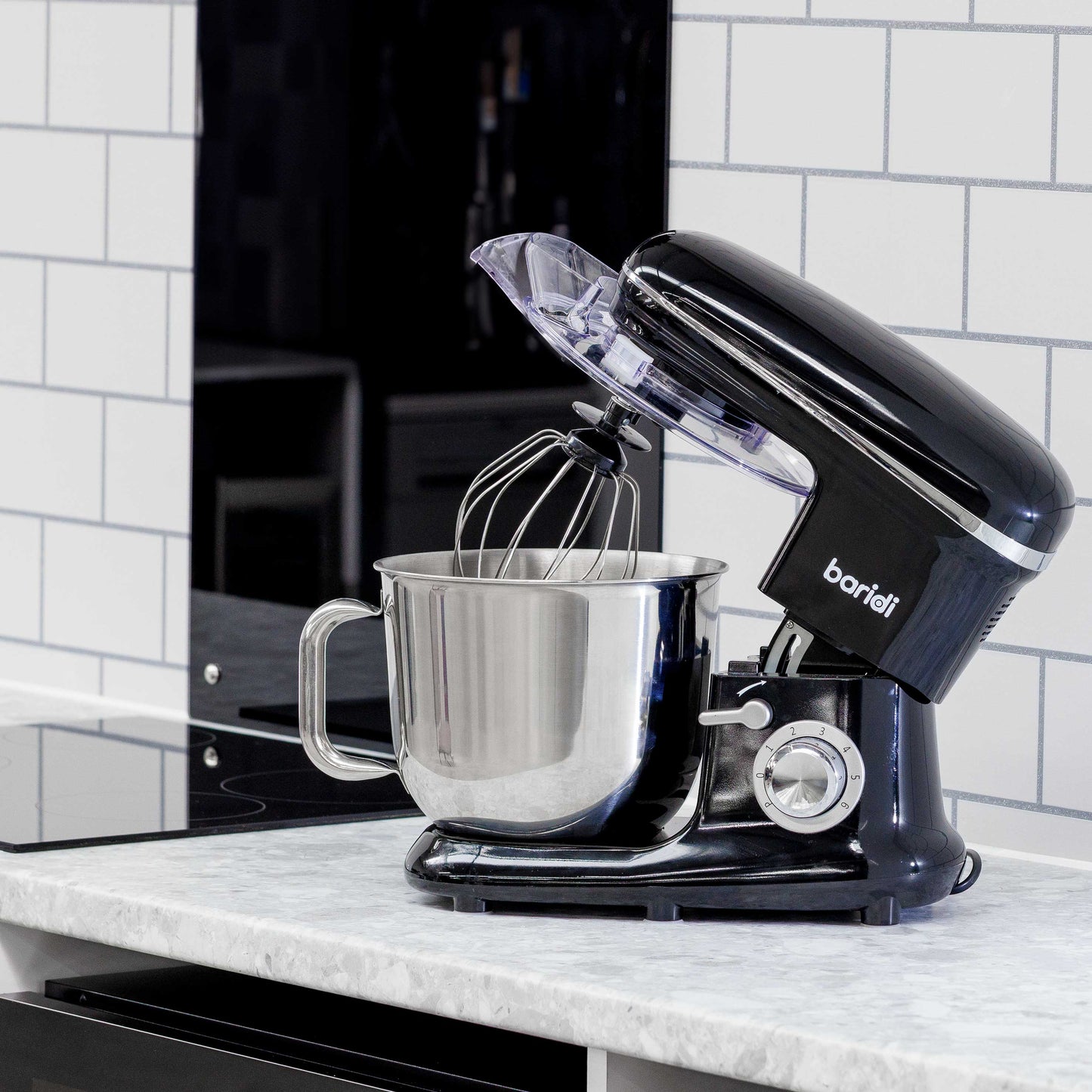 Baridi Stand Mixer, 6L Capacity, Supplied with 3 Accessories, Black - DH173