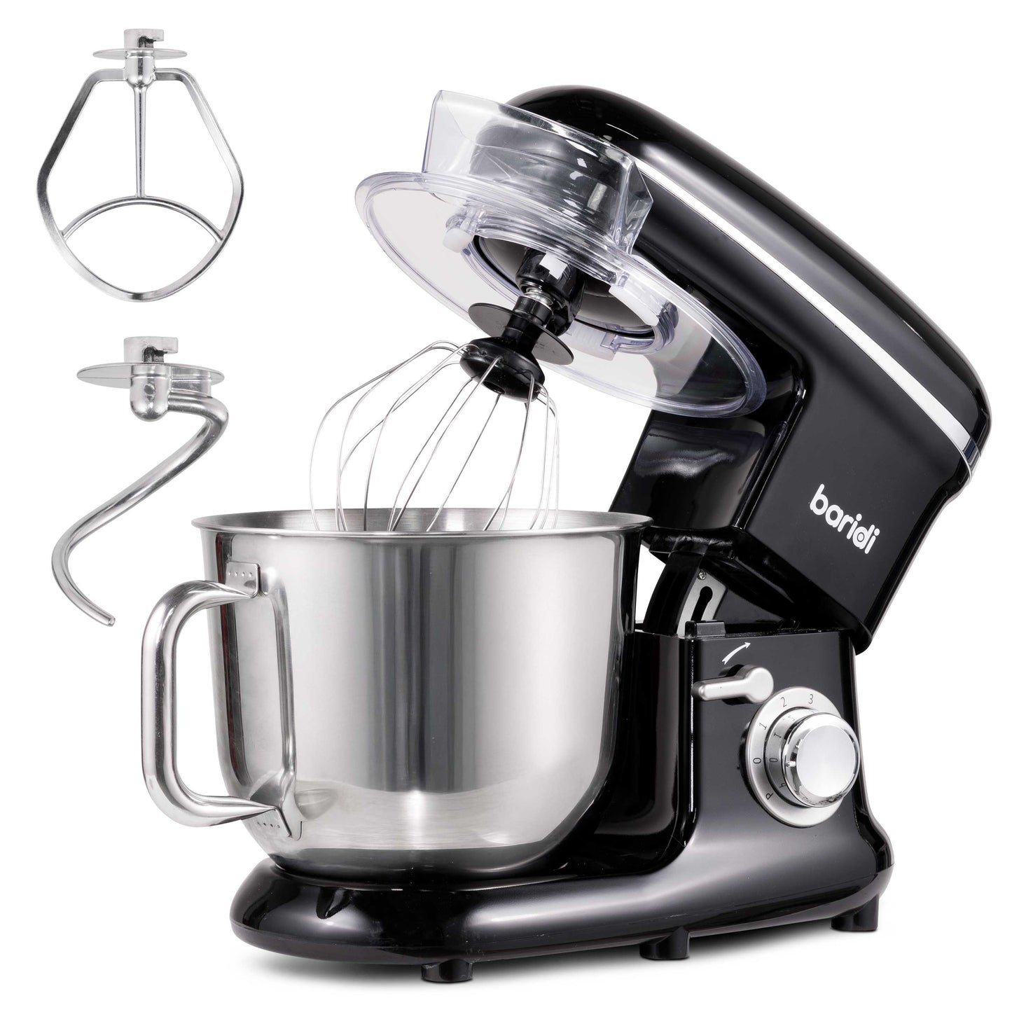 Baridi Stand Mixer, 6L Capacity, Supplied with 3 Accessories, Black - DH173