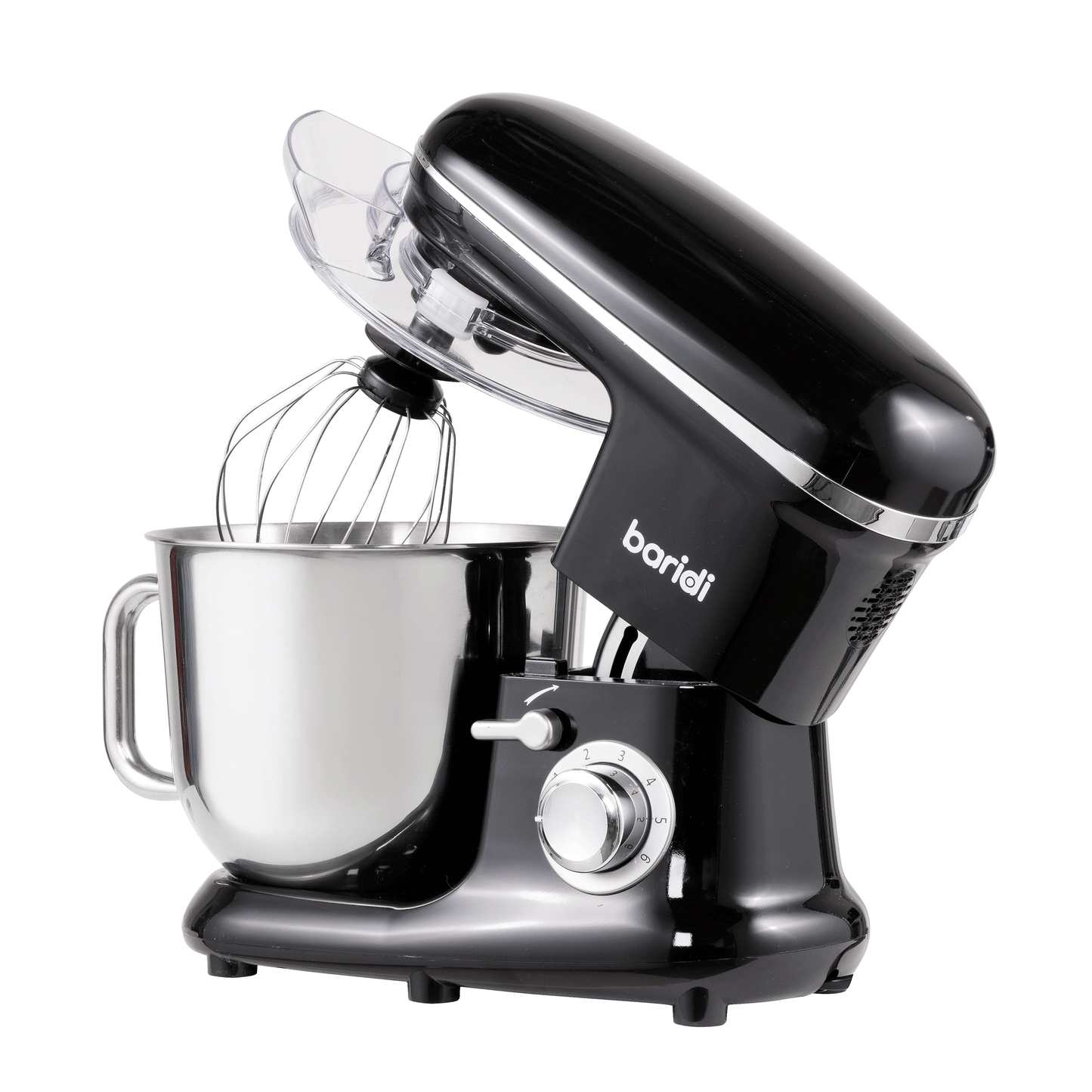 Baridi Stand Mixer, 6L Capacity, Supplied with 3 Accessories, Black - DH173