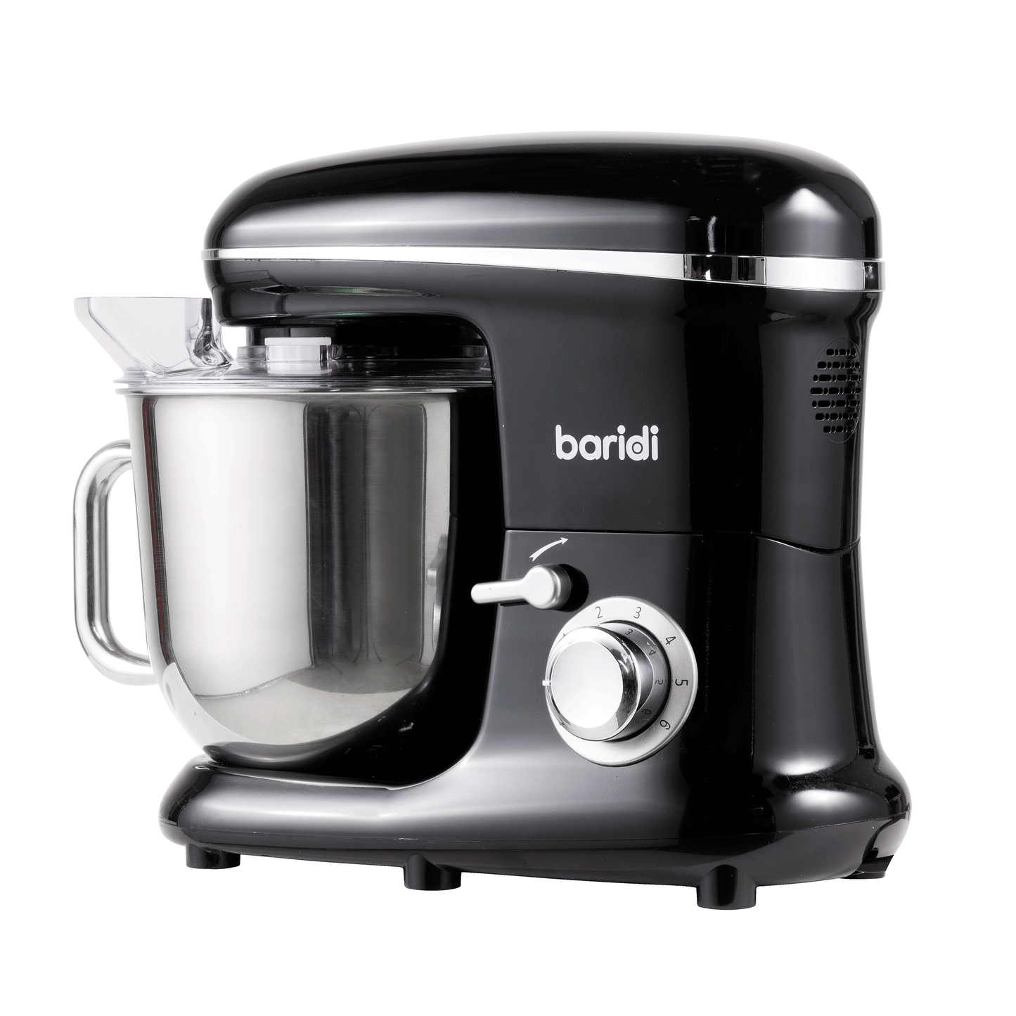Baridi Stand Mixer, 6L Capacity, Supplied with 3 Accessories, Black - DH173