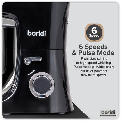 Baridi Stand Mixer, 8L Capacity, Supplied with 3 Accessories, 1800W, Black - DH174