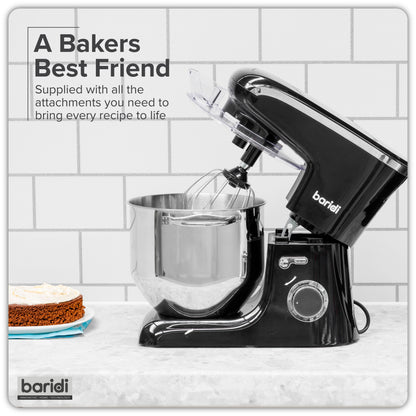 Baridi Stand Mixer, 8L Capacity, Supplied with 3 Accessories, 1800W, Black - DH174