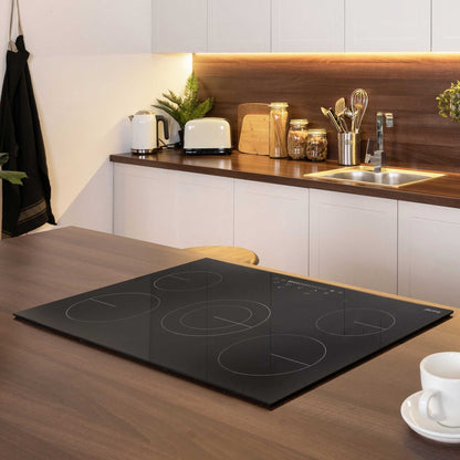 Baridi 77cm Built-In Ceramic Hob with 5 Cooking Zones, Black Glass, 8200W Hardwired - DH175