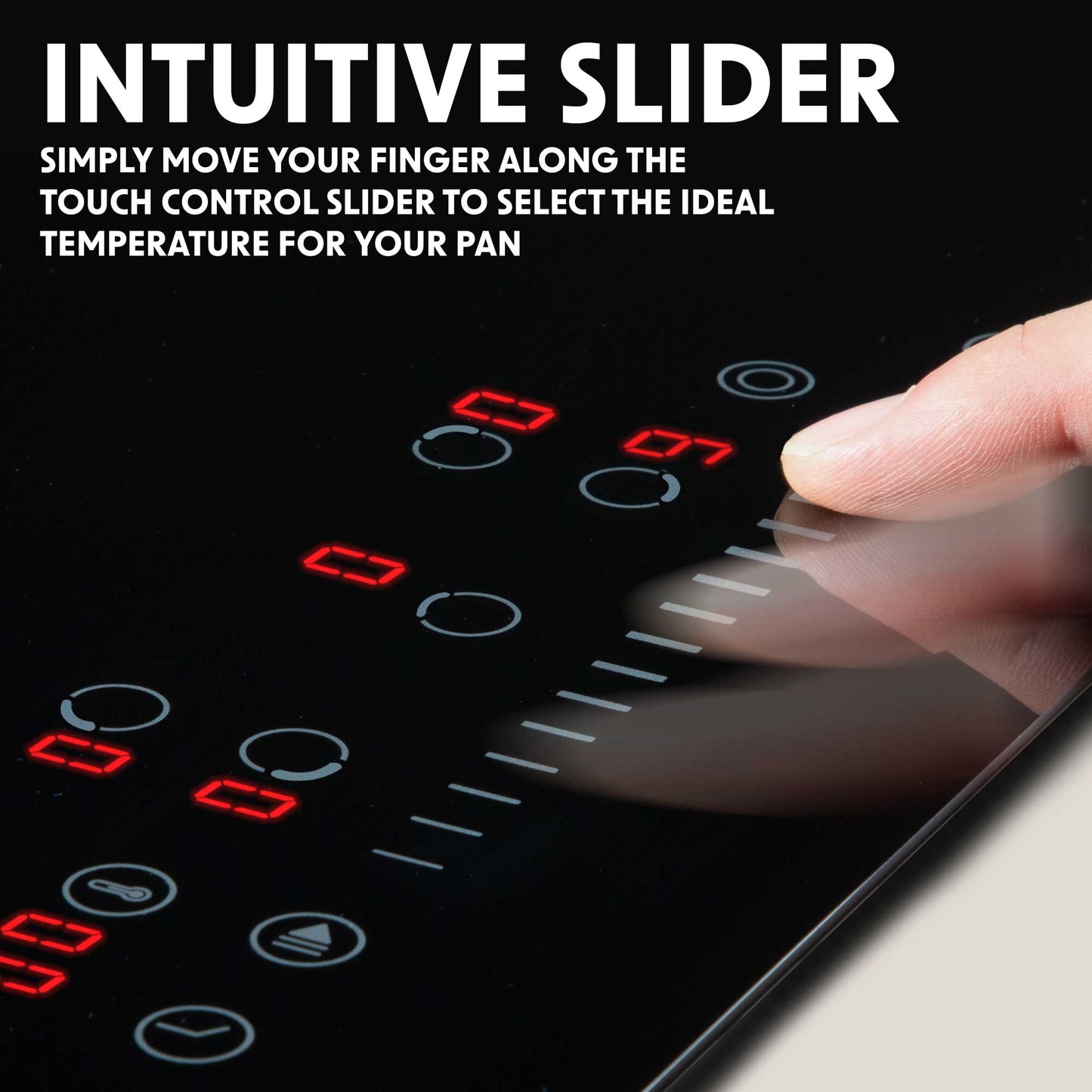 Baridi 77cm Built-In Ceramic Hob with 5 Cooking Zones, Black Glass, 8200W Hardwired - DH175