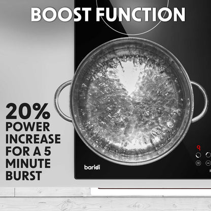 Baridi 60cm 4 Zone Induction Hob, Boost Function, 9 Power Levels, Touch Control, Timer 6800W - DH176