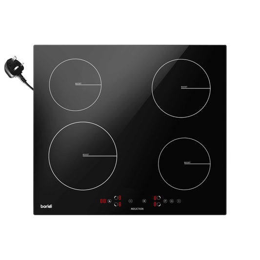 Baridi 60cm 4 Zone Induction Hob, Boost Function, 9 Settings, Touch Control, 13A Plug, 2800W - DH177