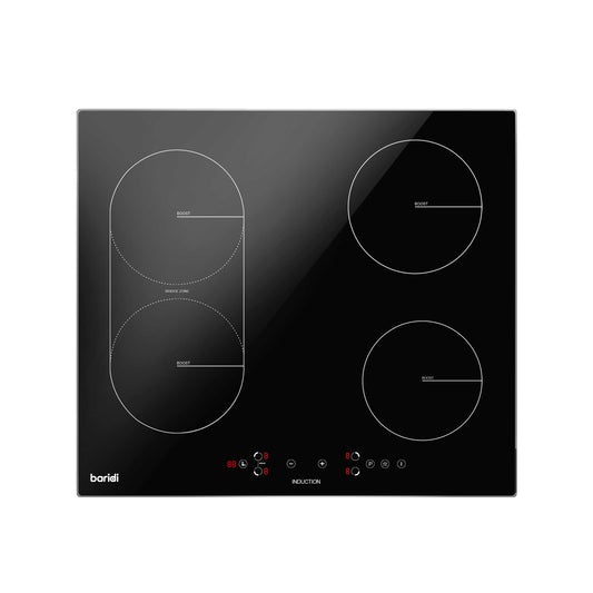 Baridi 60cm Bridge Zone Induction Hob, 4 Zones, Boost Function, 9 Power Settings, 2800W - DH178