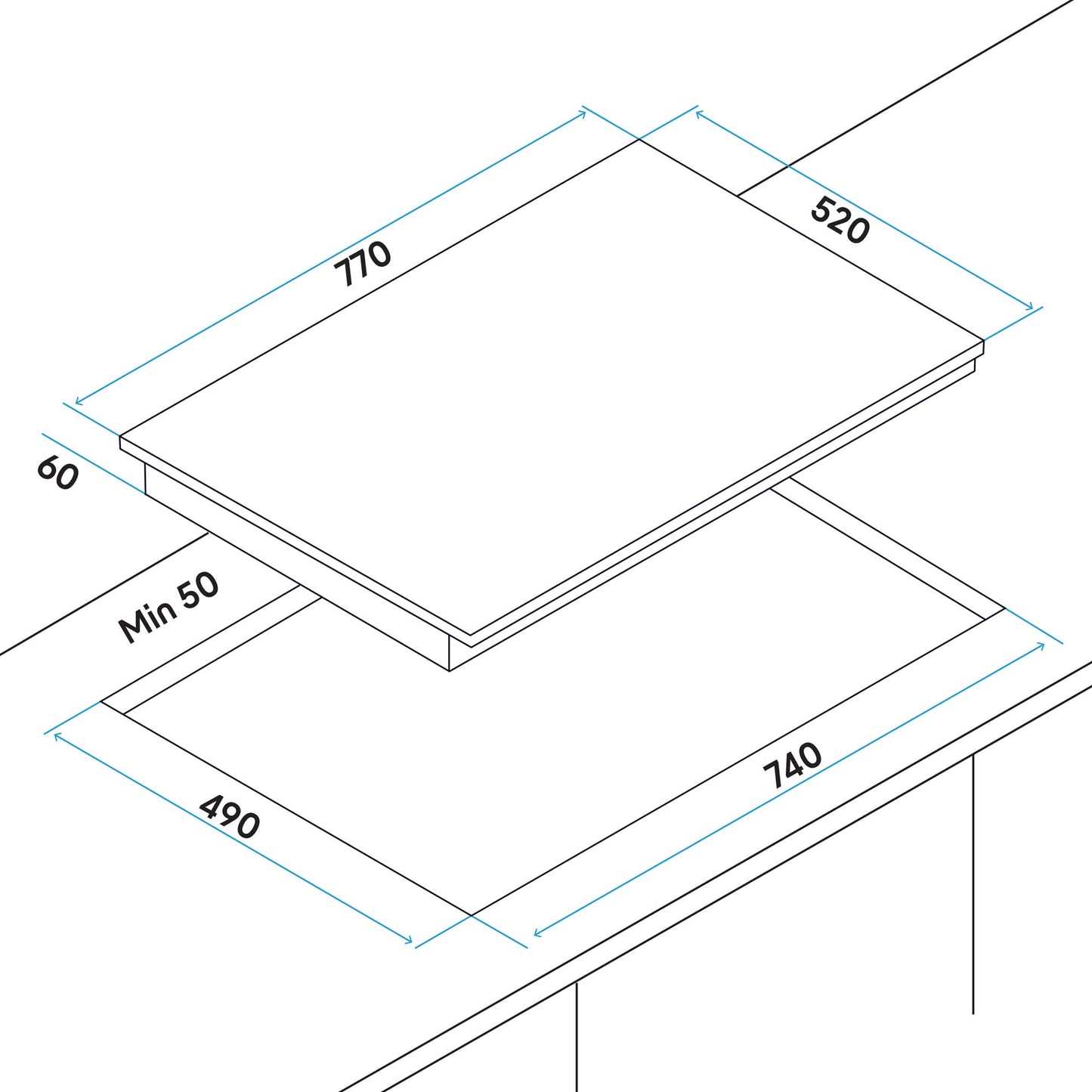 Baridi 77cm Induction Hob, 4 Cooking Zones, Boost Function, 9 Settings, Touch Control, 7200W - DH179