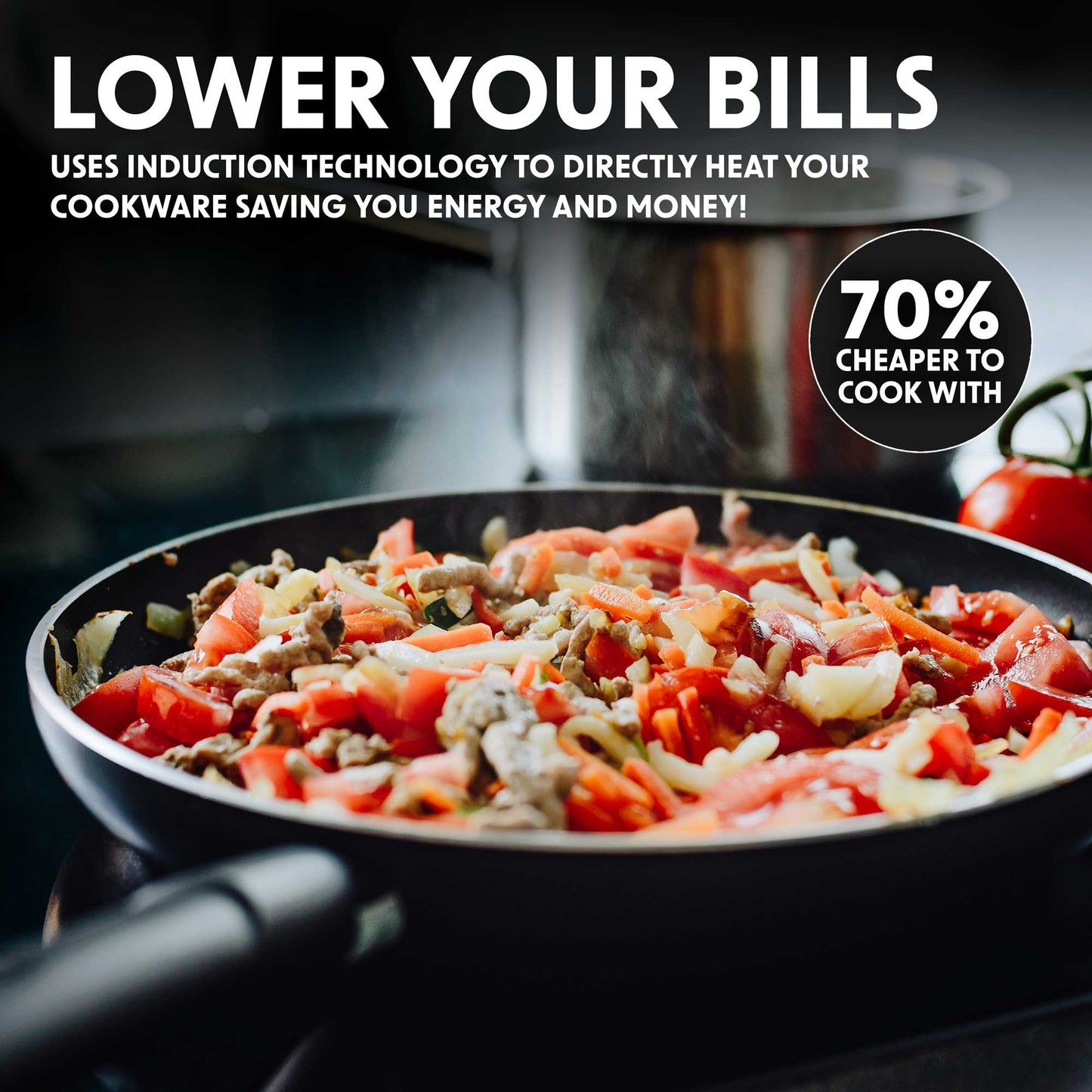 Baridi 77cm Induction Hob, 4 Cooking Zones, Boost Function, 9 Settings, Touch Control, 7200W - DH179