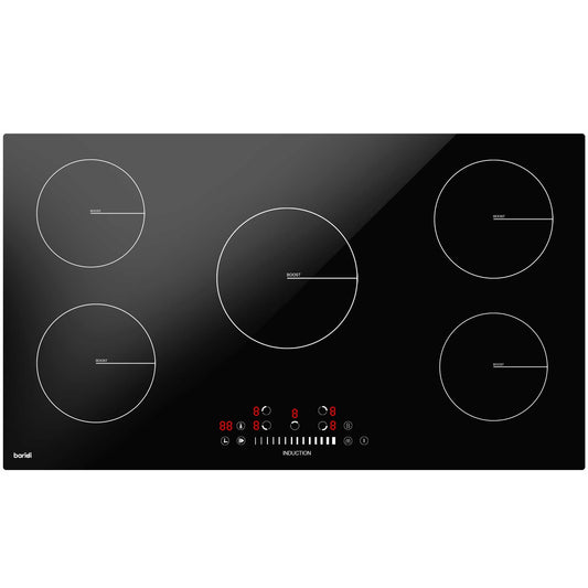 Baridi 90cm Induction Hob, 5 Cooking Zones, Boost Function, 9 Settings, Touch Control, 9300W - DH180