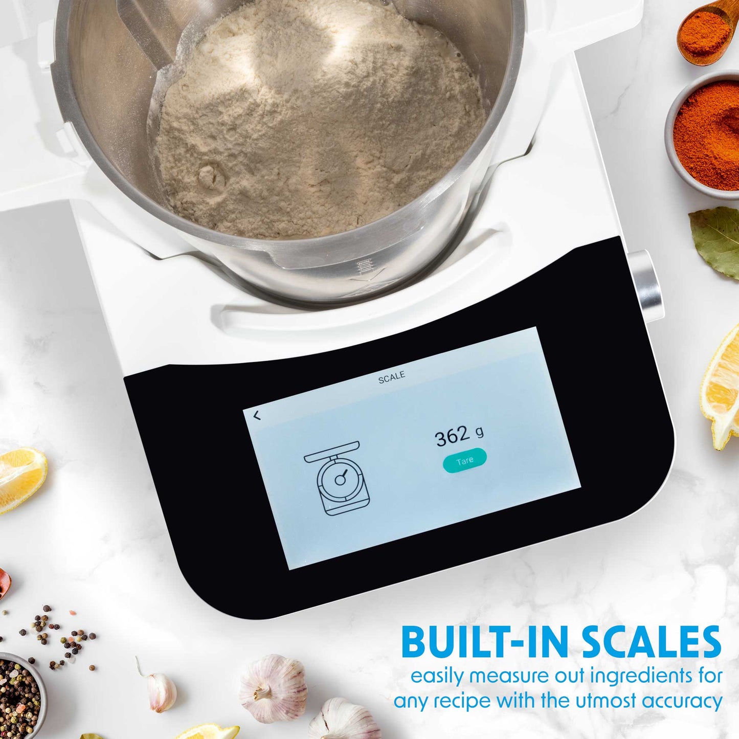 Baridi Smart Thermo-Cooker, 18 Preset Functions, 7” Touch Screen, App Guided Recipes, White – DH189