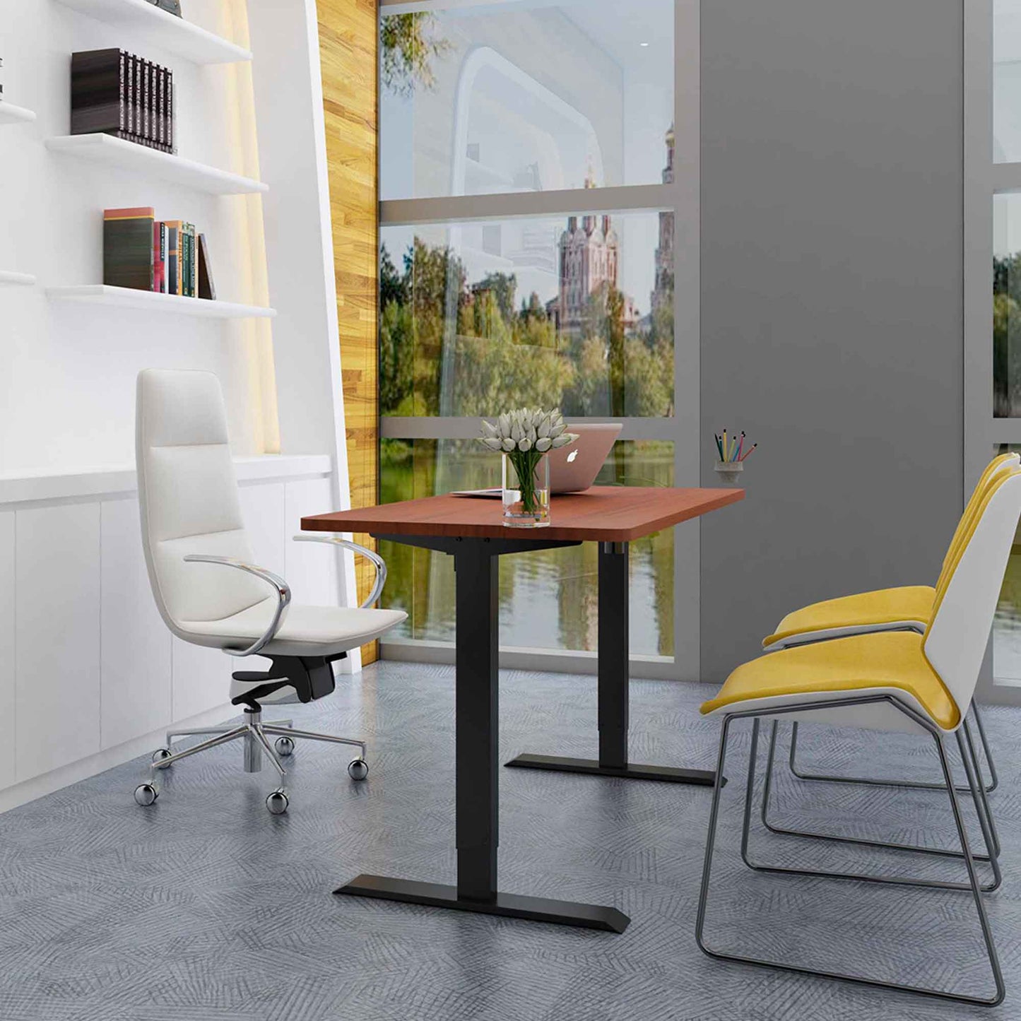 Single Motor Adjustable Desk Frame with Digital Controls, 70kg Capacity, Black - DH18