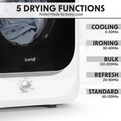 Mini Tabletop Tumble Dryer, Counter Top Vented Dryer, 2.5kg Capacity, includes wall mounted brackets, fully portable - DH192