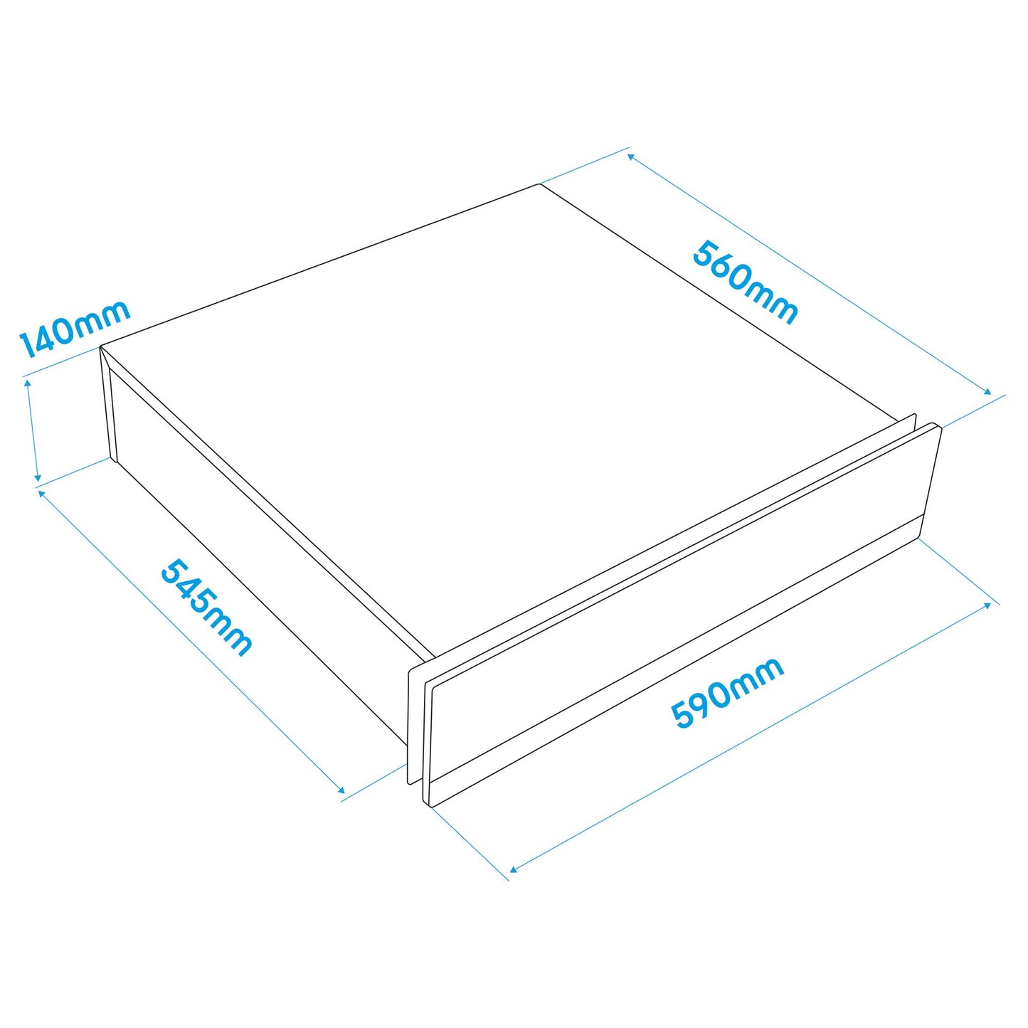 Baridi 60cm Built-In Warming Drawer, Push-to-Open, Anti-Slip Mat, Black/Stainless Steel - DH202