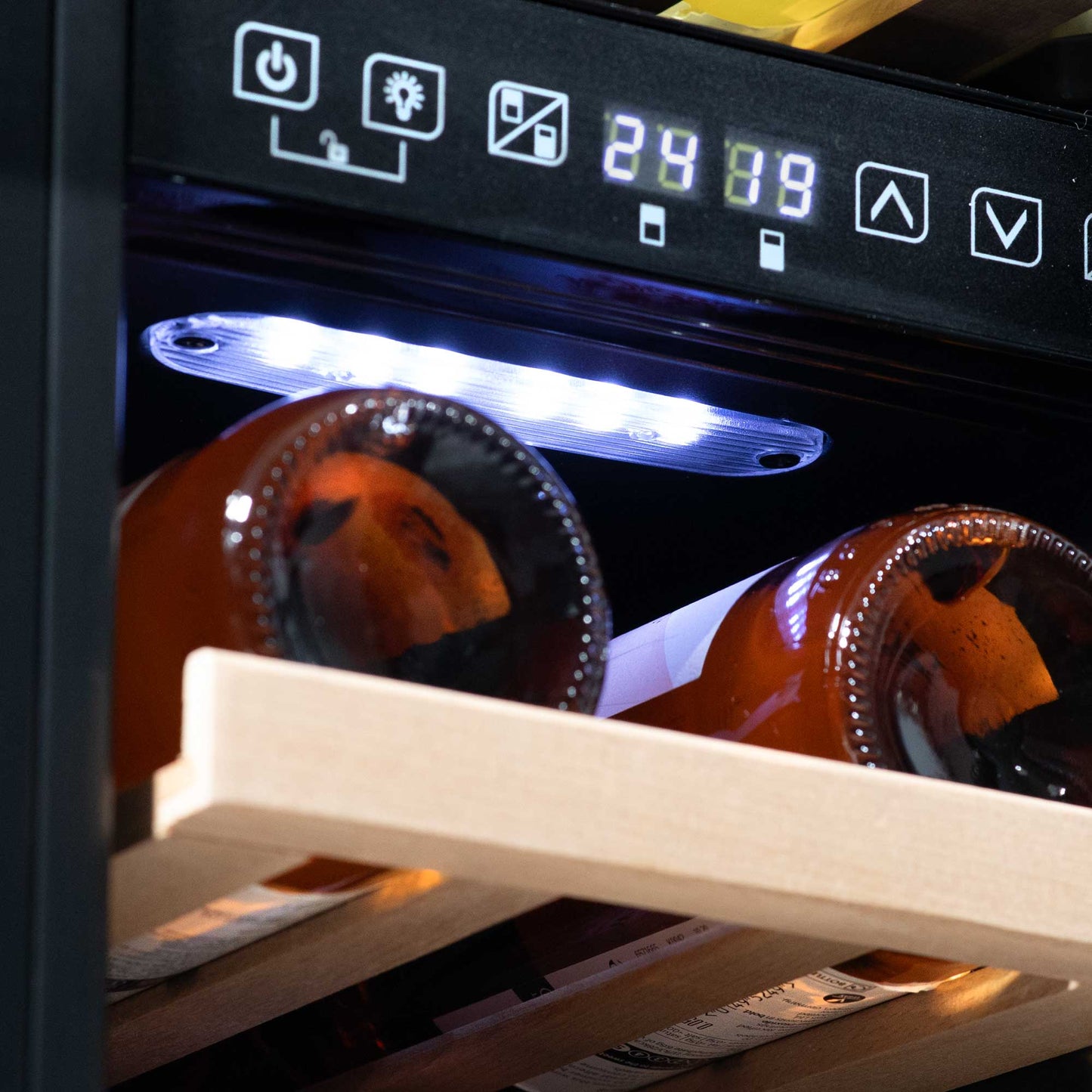 Baridi 17 Bottle Dual Zone Slim Built-In 30cm Wine Cooler, Touch Screen Controls, Black - DH204