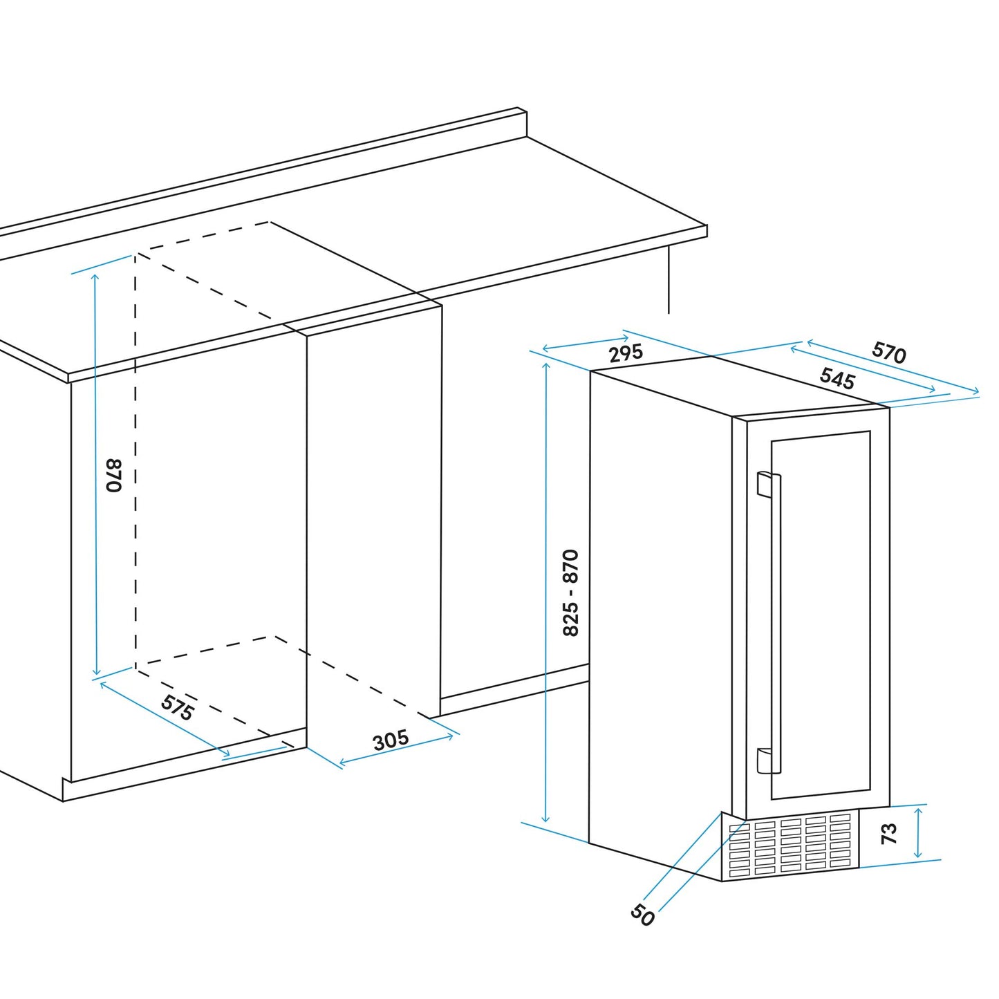 Baridi 17 Bottle Dual Zone Slim Built-In 30cm Wine Cooler, Touch Screen Controls, Black - DH204