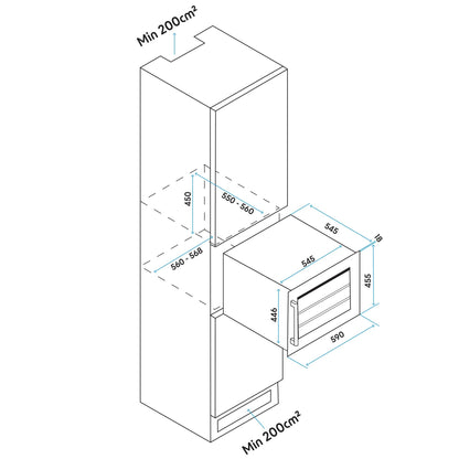 Baridi 60cm Built-In 28 Bottle Wine Cooler with Beech Wood Shelves, Black - DH205