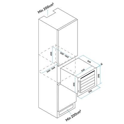 Baridi 60cm Built-In 36 Bottle Wine Cooler with Beech Wood Shelves, Black - DH206