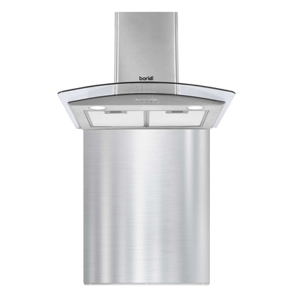 Baridi 60cm Curved Glass Cooker Hood with Carbon Filters, LED Lights & Splashback, Stainless Steel - DH208