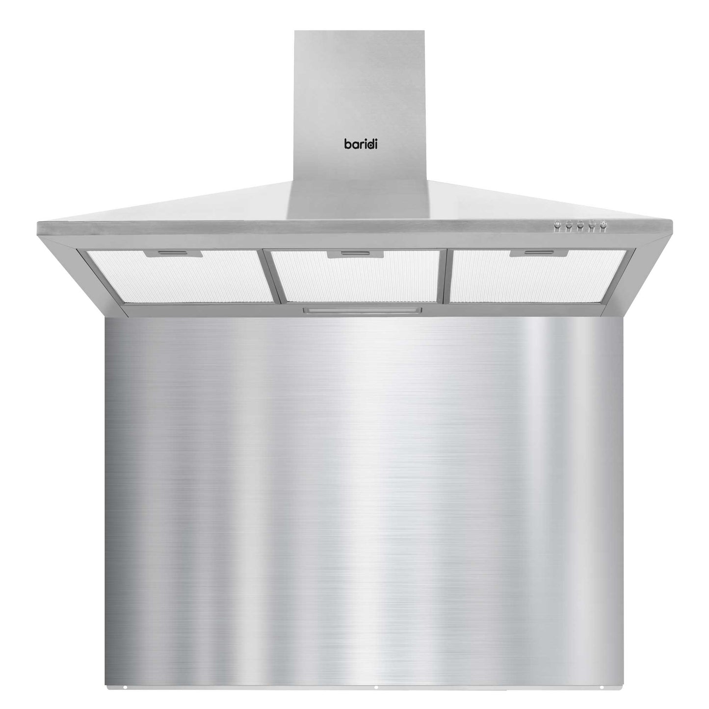 Baridi 90cm Chimney Style Cooker Hood with Carbon Filters & Matching Splashback, Stainless Steel - DH211