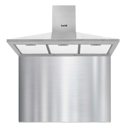Baridi 90cm Chimney Style Cooker Hood with Carbon Filters & Matching Splashback, Stainless Steel - DH211