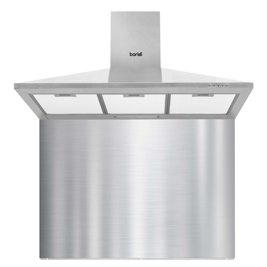 Baridi 90cm Chimney Style Cooker Hood with Carbon Filters & Matching Splashback, Stainless Steel - DH211