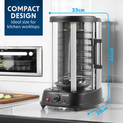 Baridi Vertical Rotisserie Grill, Kebabs, Gyros, Skewers, Roasts, 1500W, 21L, Black - DH216