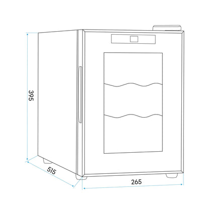 Baridi 6 Bottle Wine Cooler, Thermoelectric, 5-18°C, Touch Controls, Table Top - DH217